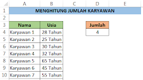 Menghitung Jumlah Karyawan Berdasarkan Usia Pensiun Dalam Excel